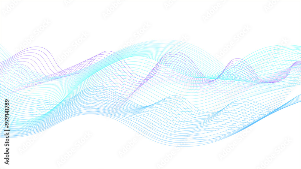 Fototapeta premium Abstract blue purple gradient flowing wave lines on white background. Abstract color wave design element. Futuristic technology style.