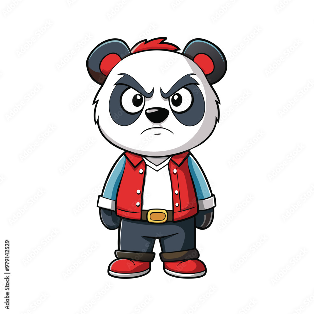 Cute Angry Smart Panda Cartoon Vector Design illustration png cutout on white Background Cute Angry Smart Panda Cartoon Vector Design illustration png cutout on white Background