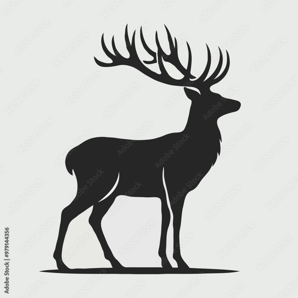 Obraz premium deer silhouette vector with white background 