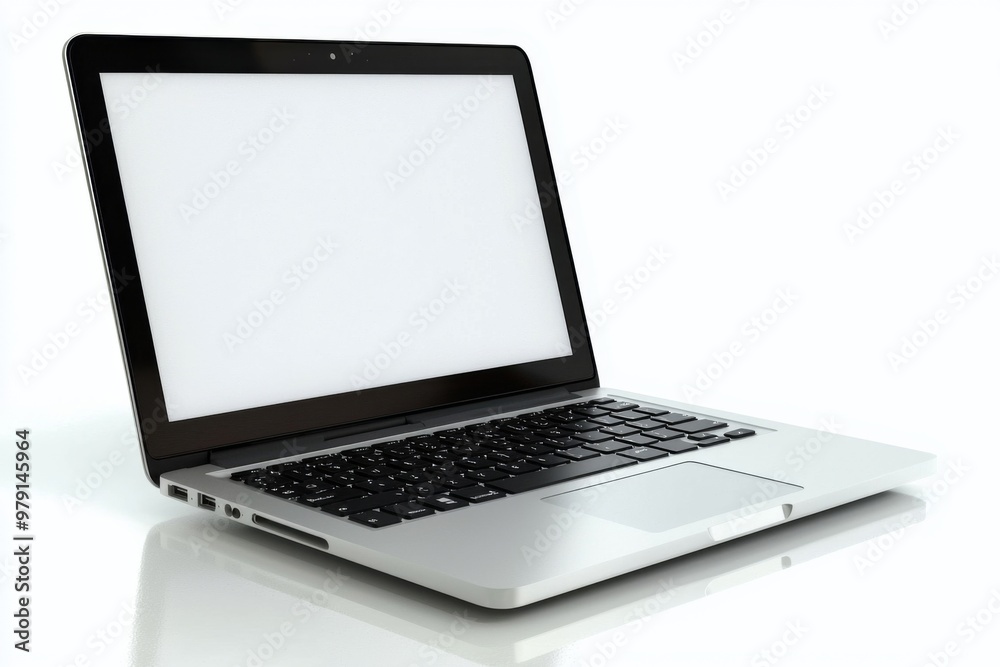 Laptop Mockup on Isolated white background created with Generative AI Laptop Mockup on Isolated white background created with Generative AI
