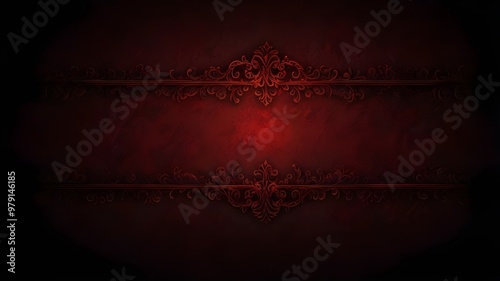 Dark elegant Royal red with soft lightand dark border, old vintage background Generative AI photo