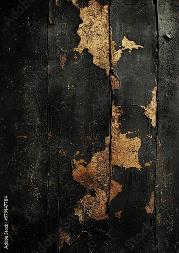 Dark wood with gold accents