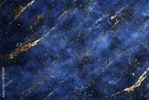 An abstract design of blue marble streaked with gold veins and a textured surface creating a sophisticated and luxurious appearance