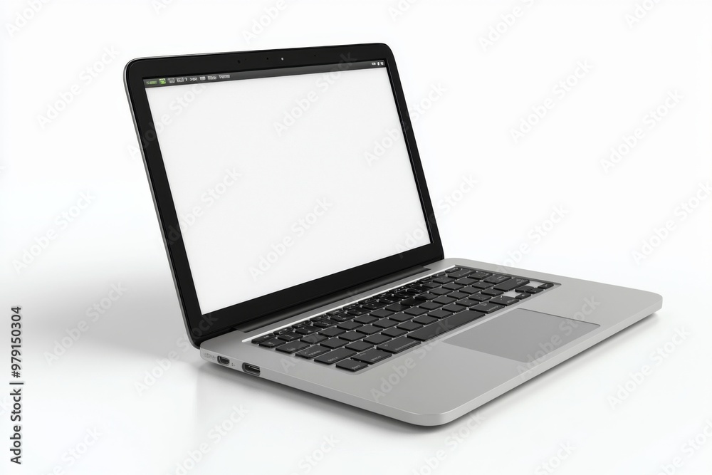 Laptop Mockup on Isolated white background created with Generative AI Laptop Mockup on Isolated white background created with Generative AI