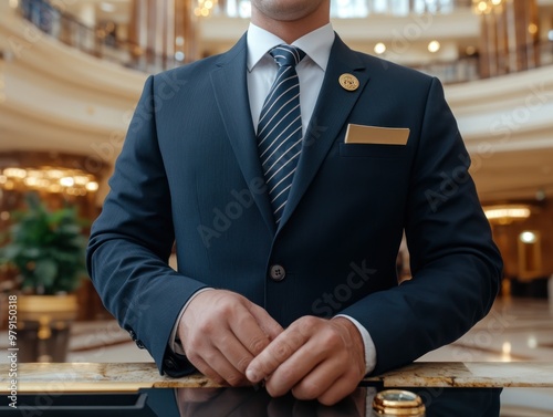 Friendly Hotel Receptionist Providing Exceptional Customer Service to Guests Checking In, Ensuring a Smooth and Welcoming Arrival Experience