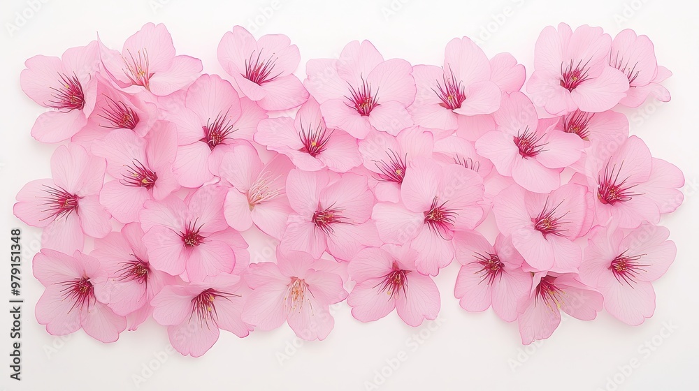 Obraz premium Pink Cherry Blossom Flowers on White Background