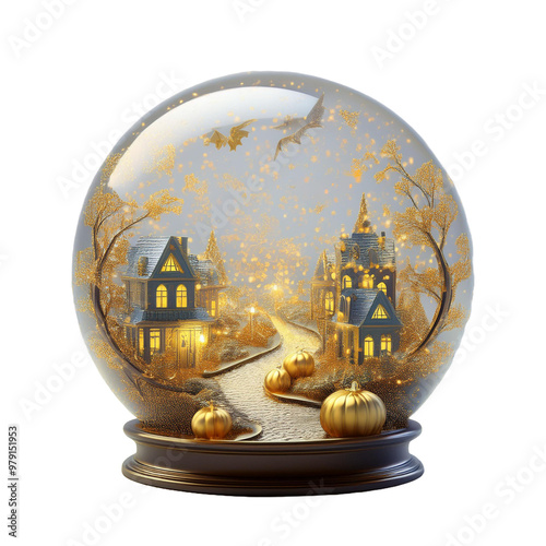 Isolated Halloween themed snow ball on transparent cutout PNG