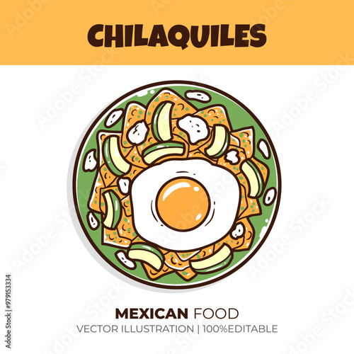 Mexican food chilaquiles vector illustration