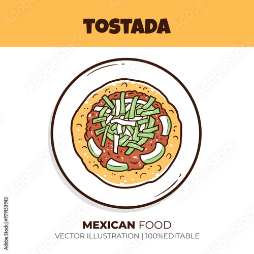 Mexican food tostada vector illustration
