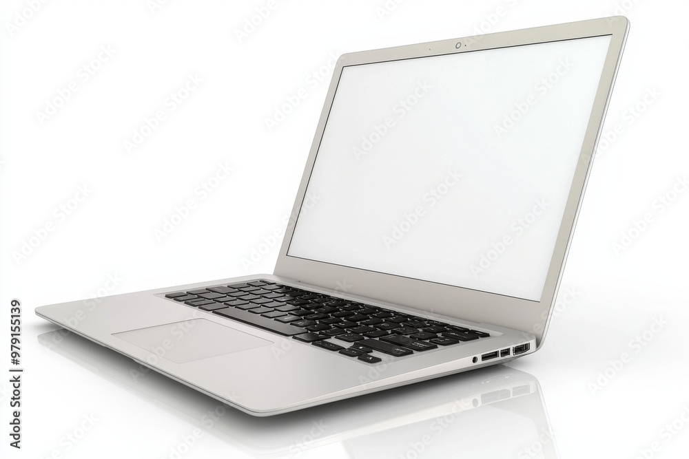 Laptop Mockup on Isolated white background created with Generative AI Laptop Mockup on Isolated white background created with Generative AI