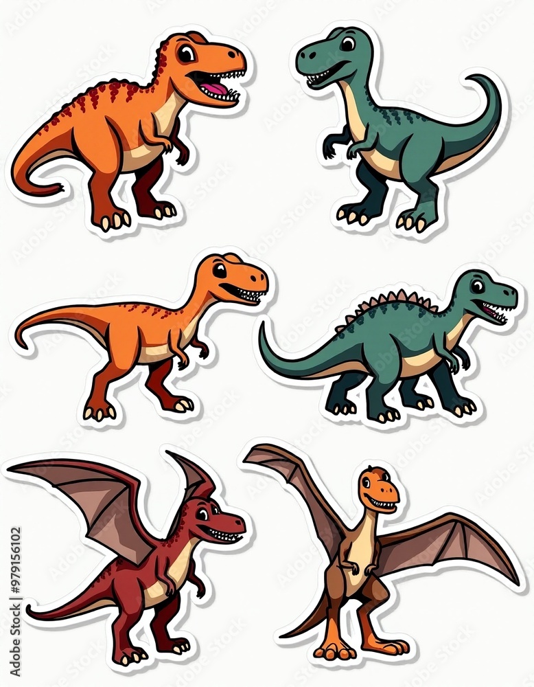 Obraz premium 90s Inspired Dinosaur Stickers: Perfect for Scrapbooking, Bullet Journals, and More 