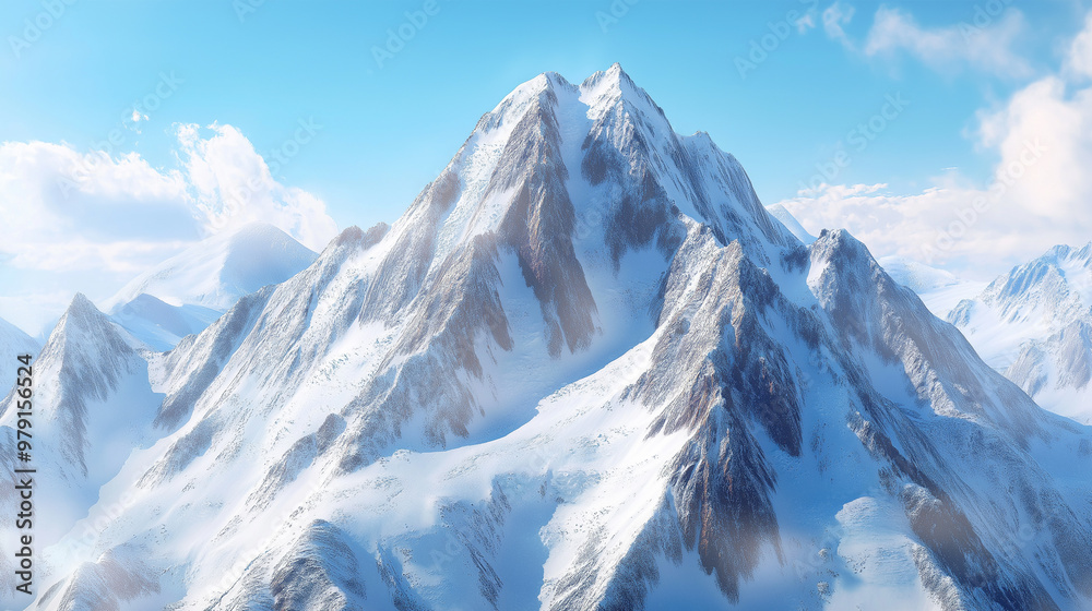 Obraz premium 標高の高い山に積もる雪