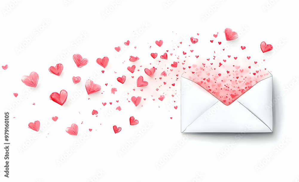 Envelope With Heart , Love Letter Concept Envelope With Heart , Love Letter Concept