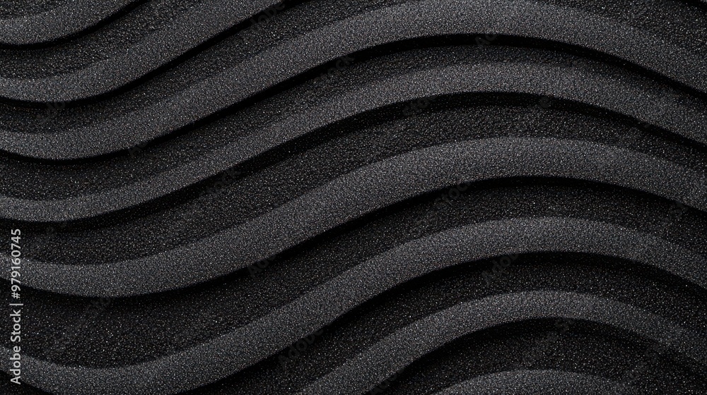 Fototapeta premium Black Wavy Textured Acoustic Foam Panel