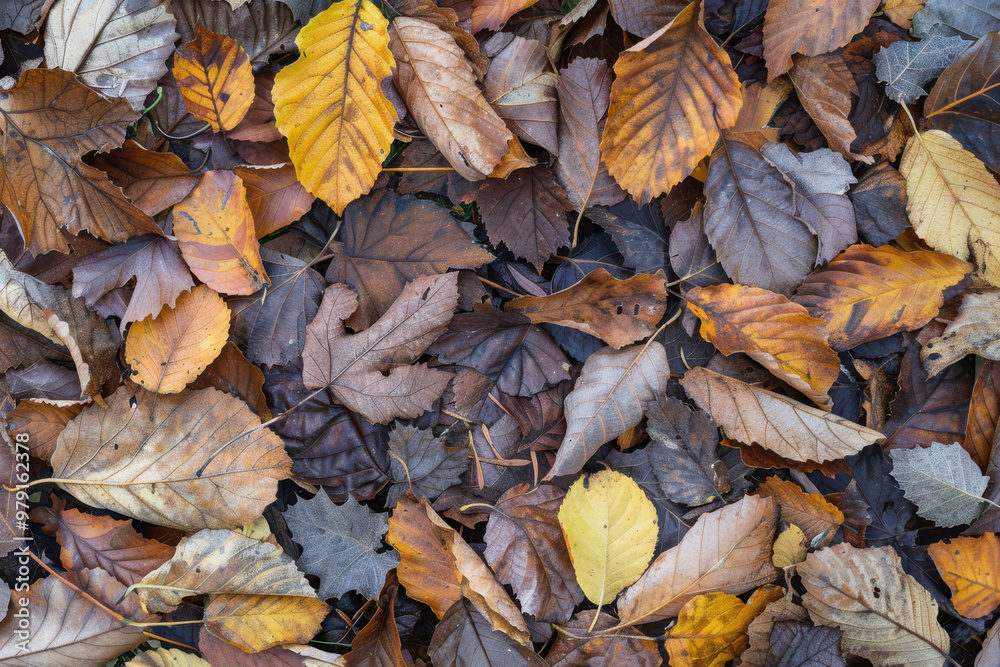 close up horizontal image of autumnal foliage, dead colorful leaves pattern on the ground close up horizontal image of autumnal foliage, dead colorful leaves pattern on the ground