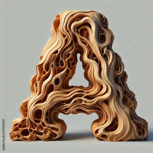 A decorative wooden sculpture of letter A