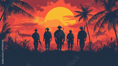 Vietnam War Veterans Day background vector illustration .generative ai