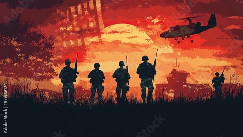 Vietnam War Veterans Day background vector illustration .generative ai