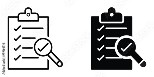 Quality Control editable stroke and solid web icon set. 