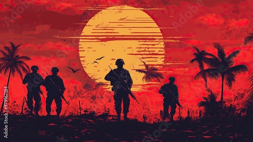Vietnam War Veterans Day background vector illustration .generative ai