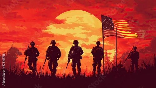 Vietnam War Veterans Day background vector illustration .generative ai photo