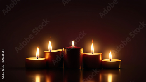 Abstract candlelight flickering in deep shades of burgundy and gold, with soft flames creating warm lighting. The left side has an empty space for copy.