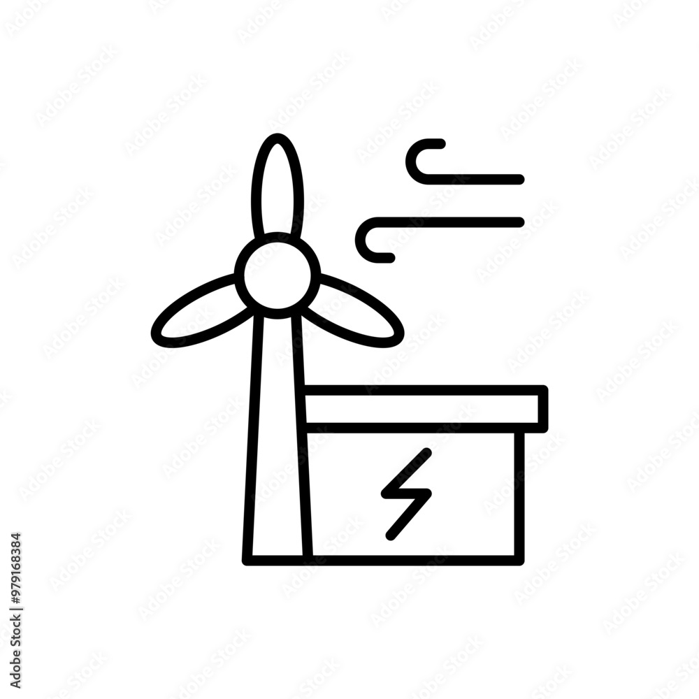 Wind turbine outline icons, minimalist vector illustration ,simple transparent graphic element .Isolated on white background
