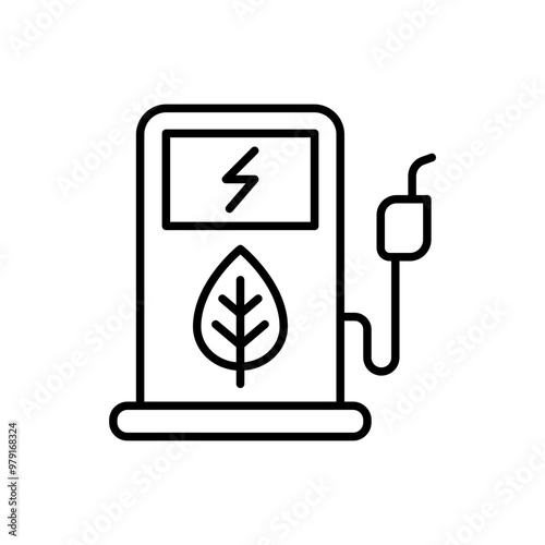 Bio fuel outline icons, minimalist vector illustration ,simple transparent graphic element .Isolated on white background