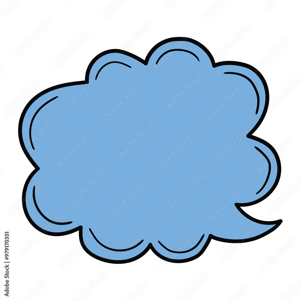 Hand drawn cartoon empty blue speech bubble on white background. Hand drawn cartoon empty blue speech bubble on white background.