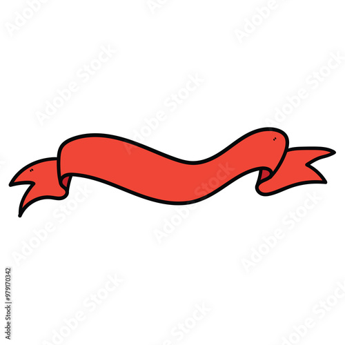 Free Download Hand drawn cartoon empty red ribbon banner on white background. - GFXLoad