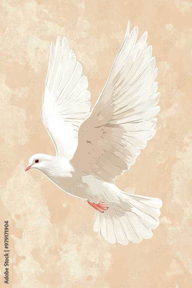 Fototapeta premium world peace day, 21 september card design. Peace day hand drawing vector illustration white pigeon.generative ai