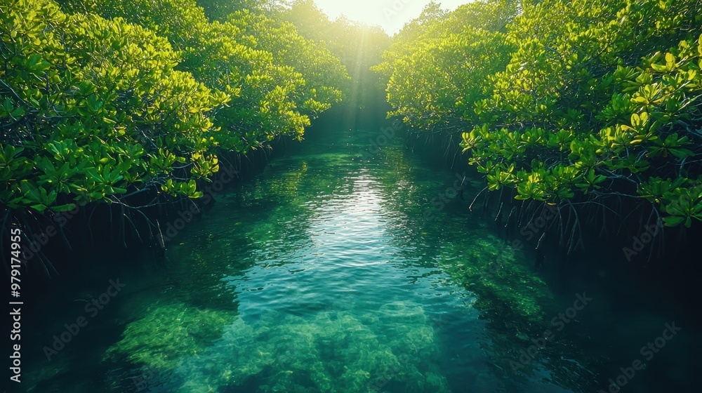 Serene Coastal Mangrove Forest: Biodiversity and Clear Waters Ecosystem Serene Coastal Mangrove Forest: Biodiversity and Clear Waters Ecosystem