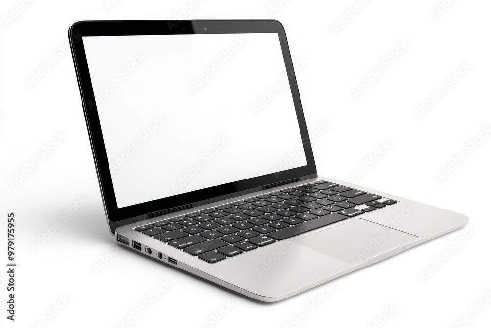 Laptop Mockup on Isolated white background created with Generative AI Laptop Mockup on Isolated white background created with Generative AI