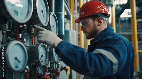 A technician inspecting the pressure and temperature control systems at an underground gas storage site to maintain optimal storage conditions