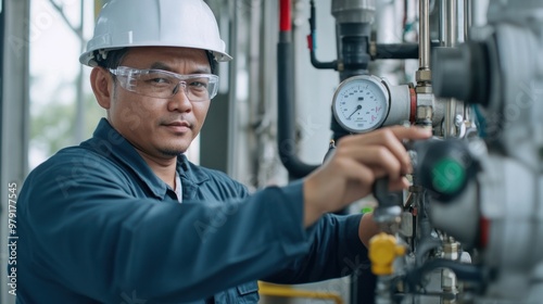 A technician managing a small-scale gas distribution center, overseeing the flow of natural gas to rural and remote areas