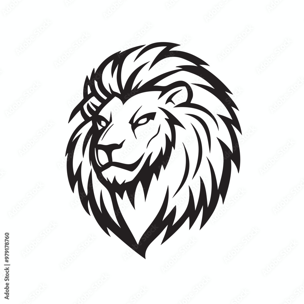 Naklejka premium simple lion head logo vector