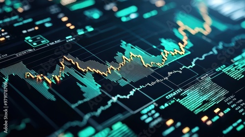 Stock Market Data on a Computer Screen with a Rising Trend Line