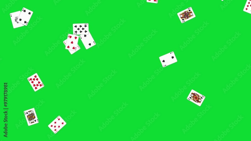 Flying poker cards background loop, green screen background Flying poker cards background loop, green screen background