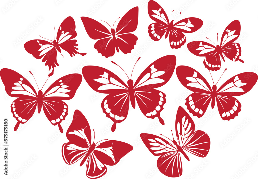 Obraz premium Butterfly black silhouette Cute flying butterfly icons and vector illustration