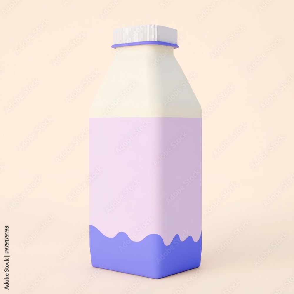 Detailed, realistic 3D render of a carton of milk, isolated on a clean white background, designed for grocery and healthy eating visuals