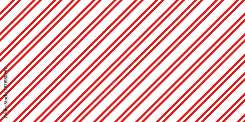 Candy cane stripe seamless pattern, holiday repeat background. Vector diagonal red abstract design