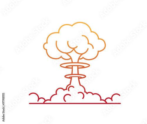 Creative nuclear explosion mushroom lines logo vector icon symbol design illustration