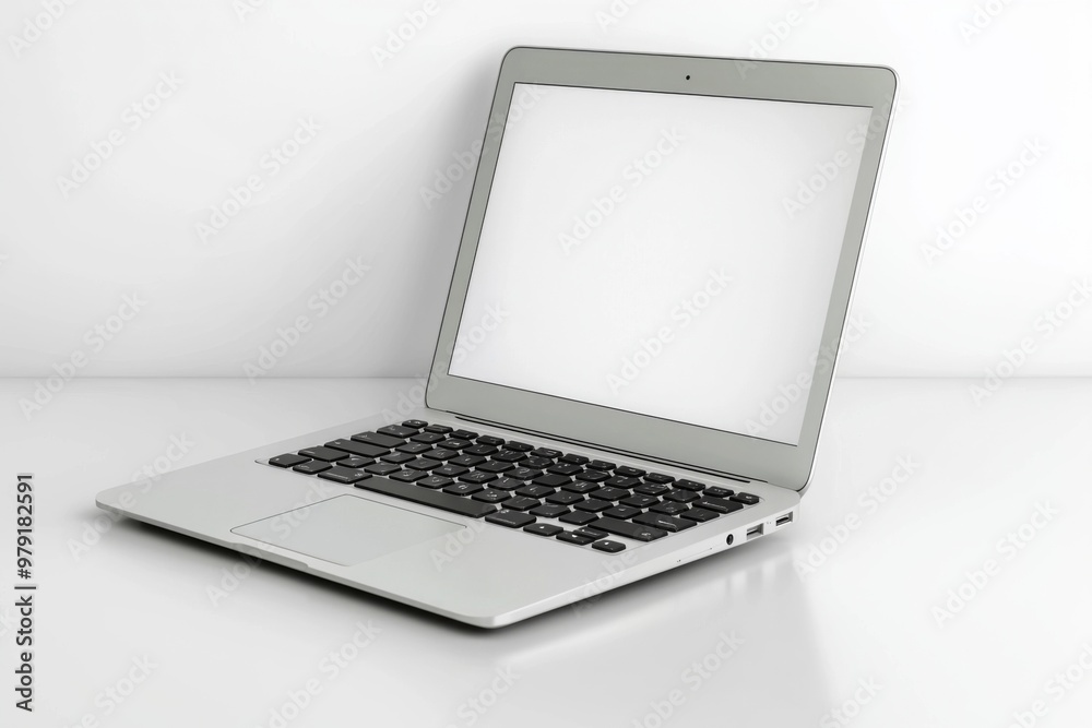 Fototapeta premium Laptop Mockup on Isolated white background created with Generative AI