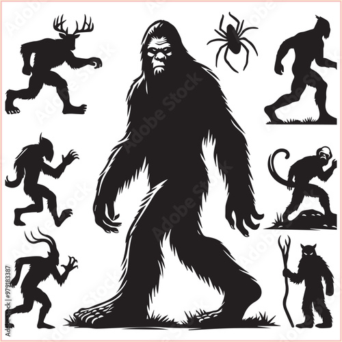 Bigfoot Yeti  silhouette vector design