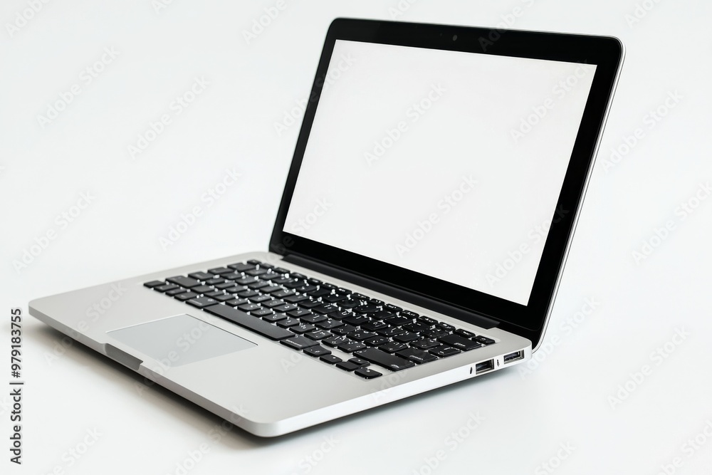 Laptop Mockup on Isolated white background created with Generative AI Laptop Mockup on Isolated white background created with Generative AI