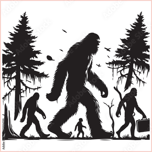 Bigfoot Yeti  silhouette vector design