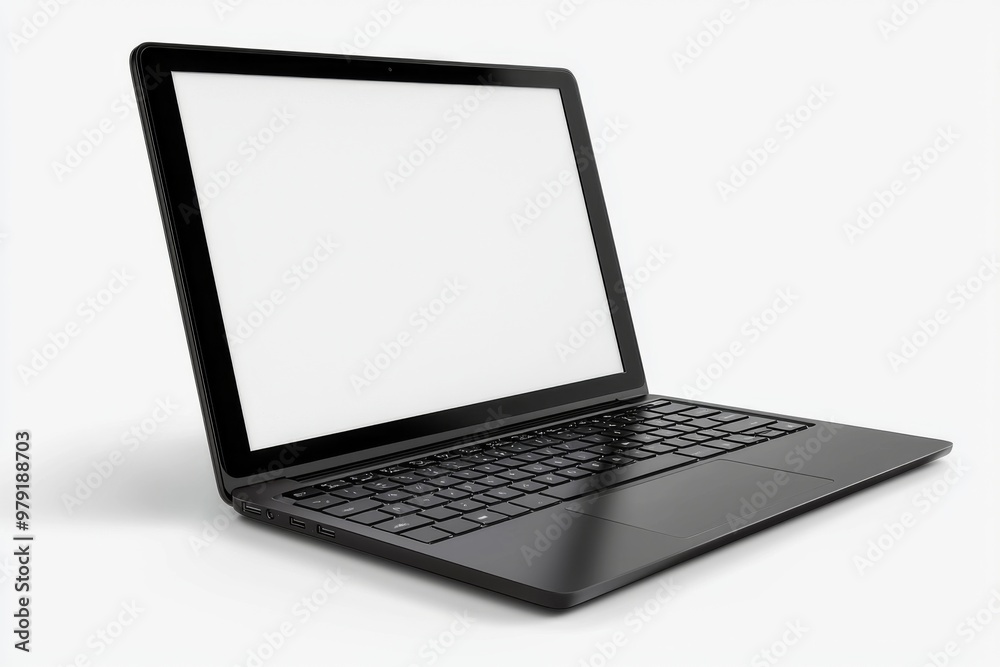 Laptop Mockup on Isolated white background created with Generative AI Laptop Mockup on Isolated white background created with Generative AI
