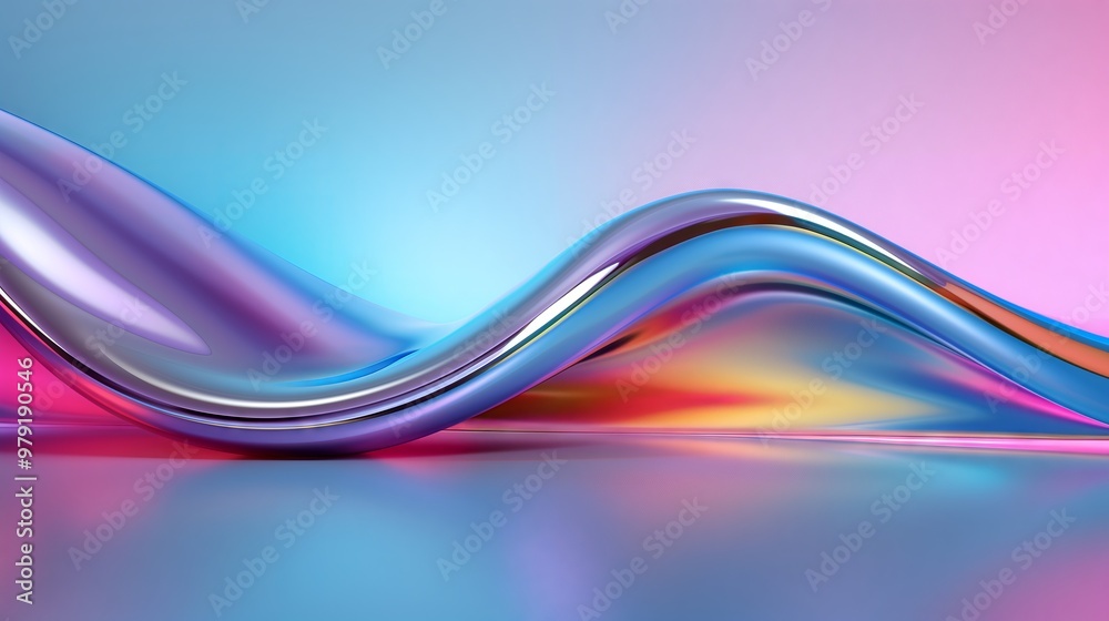 Futuristic Abstract Wave of Colors on Gradient Surface