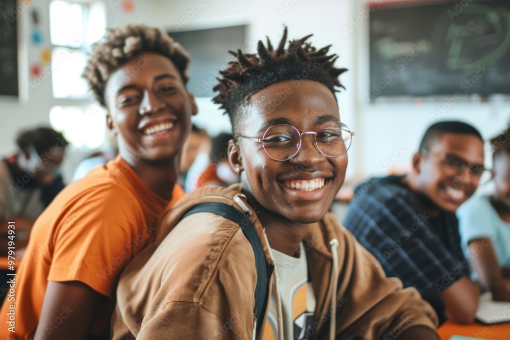 Happy Black gay Students in classroom student accessories accessory. Happy Black gay Students in classroom student accessories accessory.
