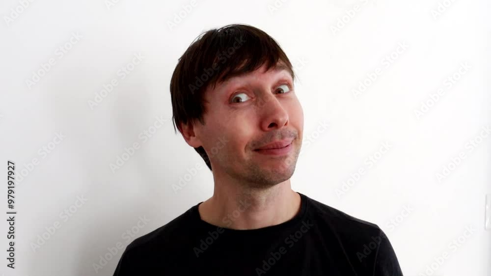 homem engraçado com expressão feliz 